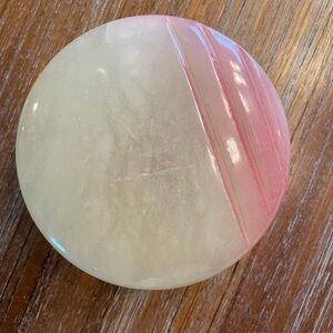 Vtg Carved Pink Alabaster Hinged Trinket Dish